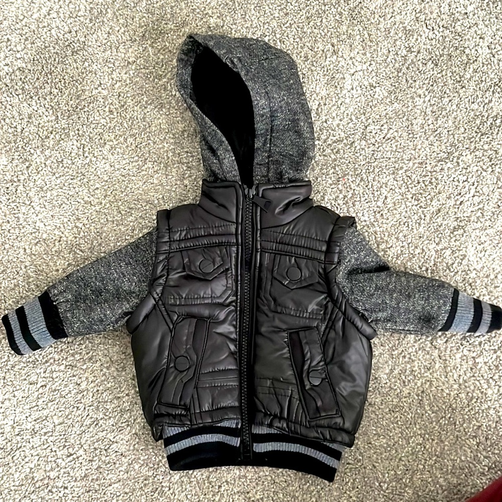 Baby hooded vest layer jacket